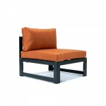 LeisureMod Chelsea 5-Piece Middle Patio Chairs and Fire Pit Table Set- Orange