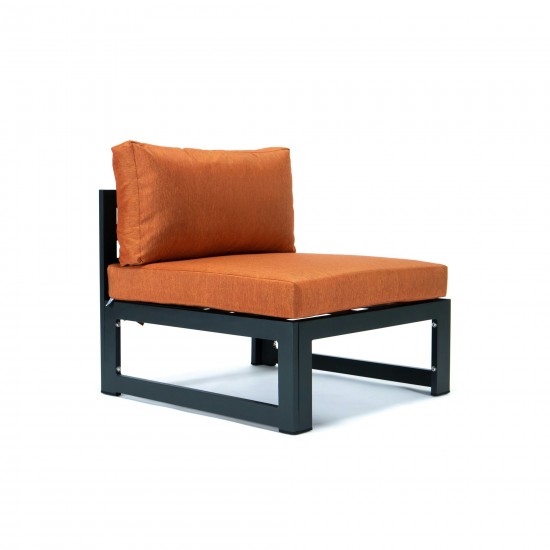 LeisureMod Chelsea 5-Piece Middle Patio Chairs and Fire Pit Table Set- Orange