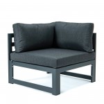 LeisureMod Chelsea 5-Piece Sectional Loveseat and Coffee Table Set- Black