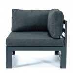 LeisureMod Chelsea 5-Piece Sectional Loveseat and Coffee Table Set- Black