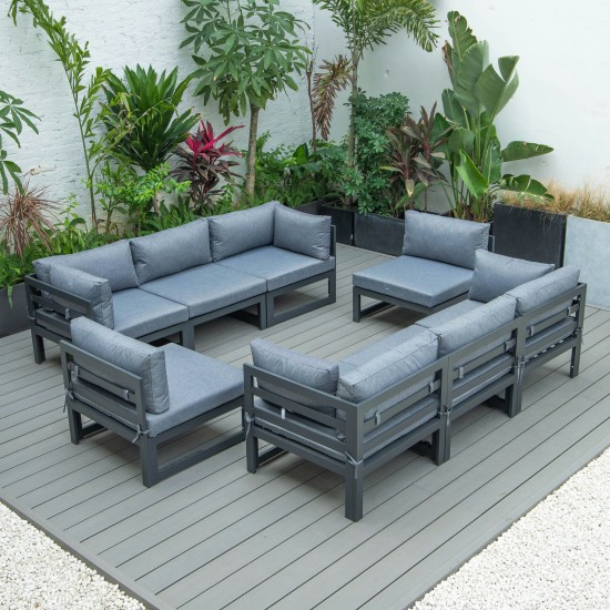 LeisureMod Chelsea 8-Piece Patio Sectional- Blue