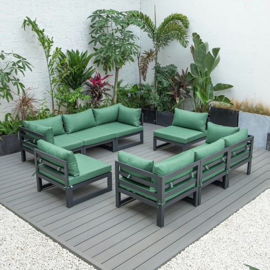 LeisureMod Chelsea 8-Piece Patio Sectional- Green