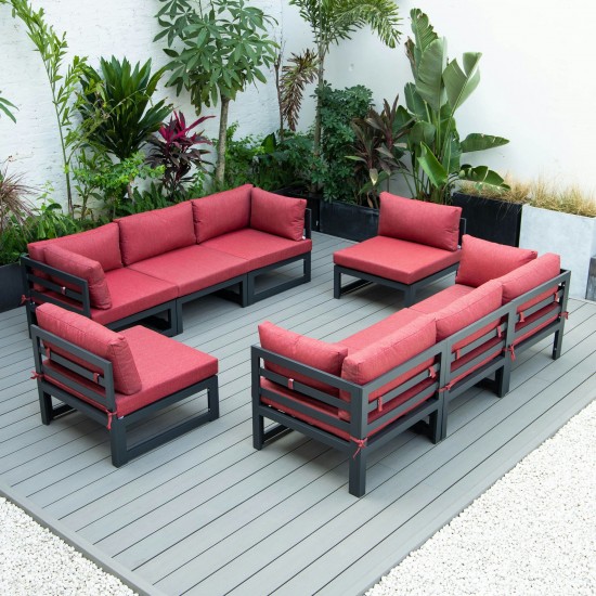 LeisureMod Chelsea 8-Piece Patio Sectional- Red