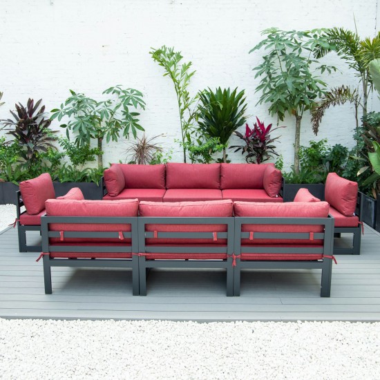 LeisureMod Chelsea 8-Piece Patio Sectional- Red