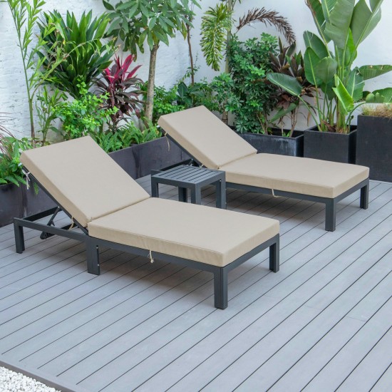 LeisureMod Chelsea Modern Outdoor Chaise Lounge Chair Set of 2- Beige