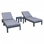 LeisureMod Chelsea Modern Outdoor Chaise Lounge Chair Set of 2- Blue