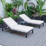 LeisureMod Chelsea Modern Outdoor Chaise Lounge Chair Set of 2- Light Grey