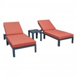 LeisureMod Chelsea Modern Outdoor Chaise Lounge Chair Set of 2- Orange