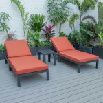 LeisureMod Chelsea Modern Outdoor Chaise Lounge Chair Set of 2- Orange