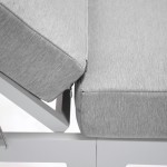 LeisureMod Chelsea Outdoor White Chaise Lounge Chair With Cushions - Grey