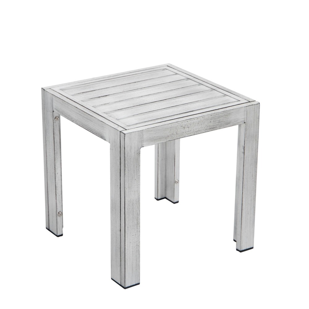 LeisureMod Chelsea Modern Aluminum Weathered Grey Patio Side Table