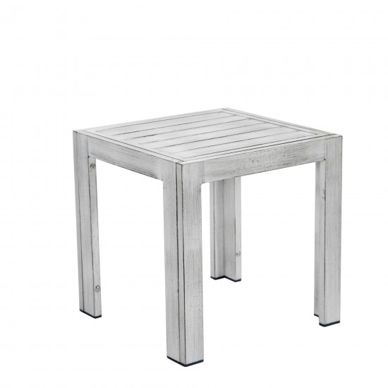 LeisureMod Chelsea Modern Aluminum Weathered Grey Patio Side Table