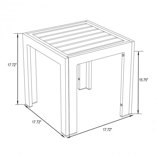 LeisureMod Chelsea Modern Aluminum Weathered Grey Patio Side Table