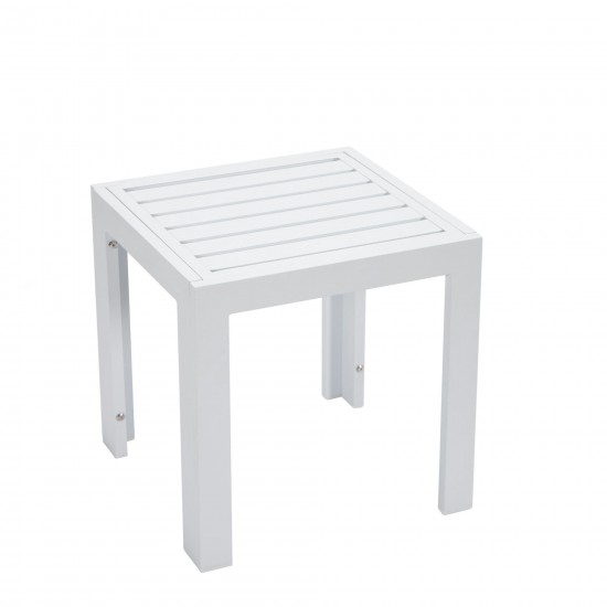 LeisureMod Chelsea Modern Aluminum White Patio Side Table