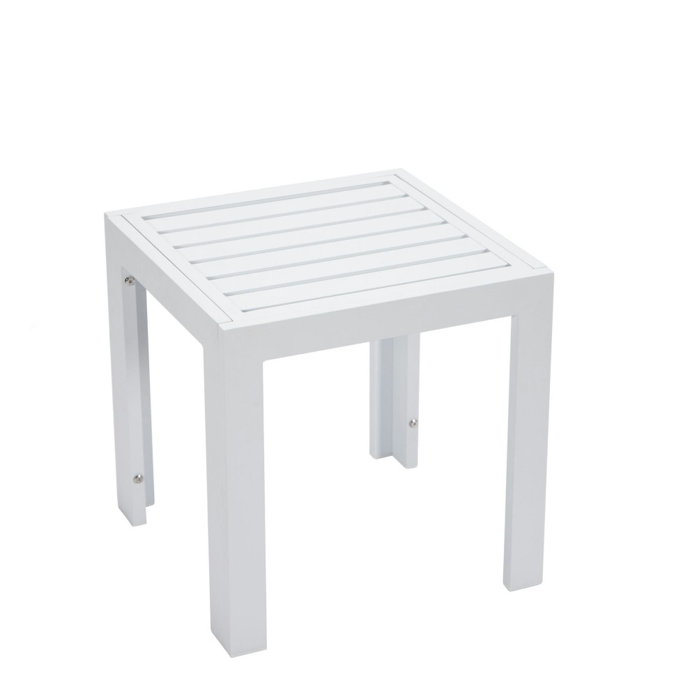 LeisureMod Chelsea Modern Aluminum White Patio Side Table LeisureMod Chelsea Modern Aluminum White Patio Side Table