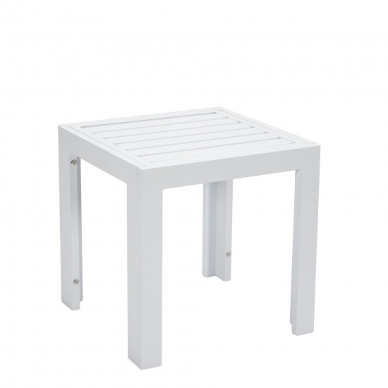 LeisureMod Chelsea Modern Aluminum White Patio Side Table