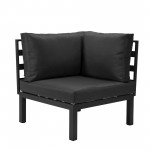 LeisureMod Hamilton 6-Piece Patio Conversation Set With Cushions - Black