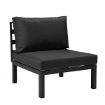 LeisureMod Hamilton 6-Piece Patio Conversation Set With Cushions - Black