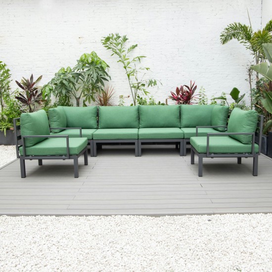 LeisureMod Hamilton 6-Piece Patio Conversation Set With Cushions - Green