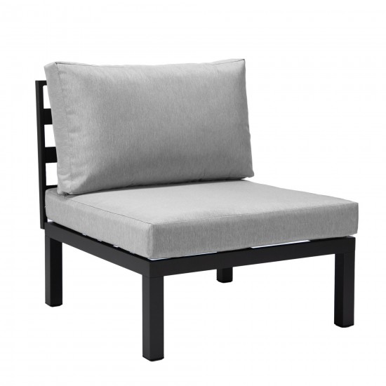 LeisureMod Hamilton 6-Piece Patio Conversation Set With Cushions - Light Grey