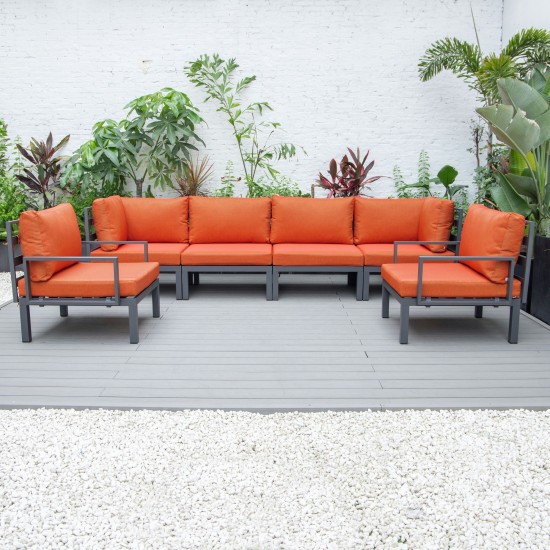 LeisureMod Hamilton 6-Piece Patio Conversation Set With Cushions - Orange