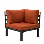 LeisureMod Hamilton 6-Piece Patio Conversation Set With Cushions - Orange