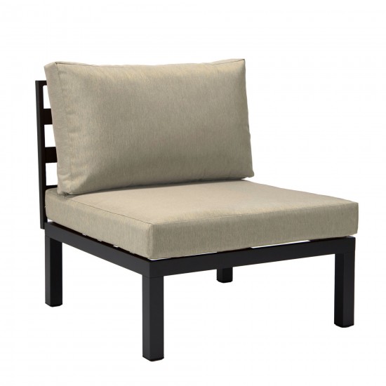 LeisureMod Hamilton 7-Piece Conversation Set With Coffee Table - Beige