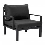 LeisureMod Hamilton 7-Piece Conversation Set With Coffee Table - Black