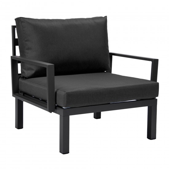 LeisureMod Hamilton 7-Piece Conversation Set With Coffee Table - Black