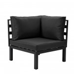 LeisureMod Hamilton 7-Piece Conversation Set With Coffee Table - Black