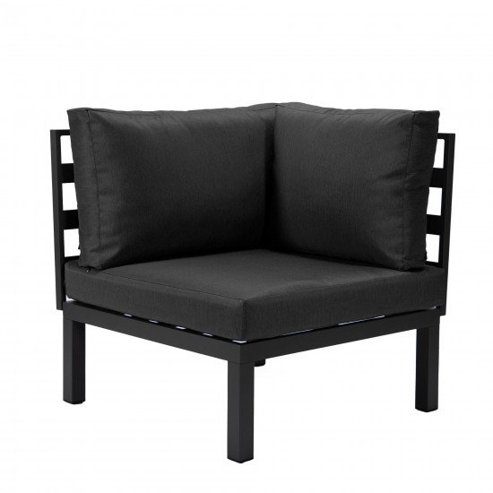 LeisureMod Hamilton 7-Piece Conversation Set With Coffee Table - Black