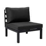 LeisureMod Hamilton 7-Piece Conversation Set With Coffee Table - Black