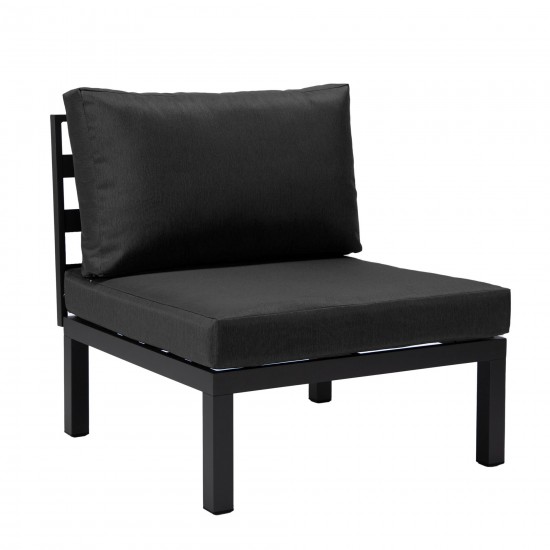 LeisureMod Hamilton 7-Piece Conversation Set With Coffee Table - Black