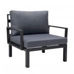 LeisureMod Hamilton 7-Piece Conversation Set With Coffee Table - Charcoal Blue
