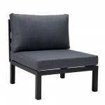 LeisureMod Hamilton 7-Piece Conversation Set With Coffee Table - Charcoal Blue