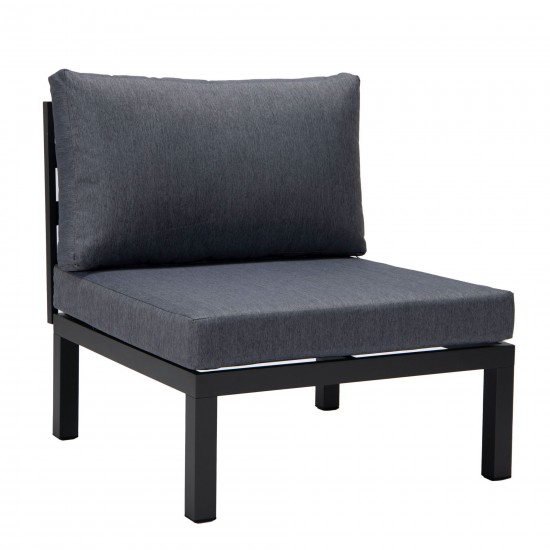 LeisureMod Hamilton 7-Piece Conversation Set With Coffee Table - Charcoal Blue