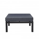 LeisureMod Hamilton 7-Piece Conversation Set With Coffee Table - Charcoal Blue