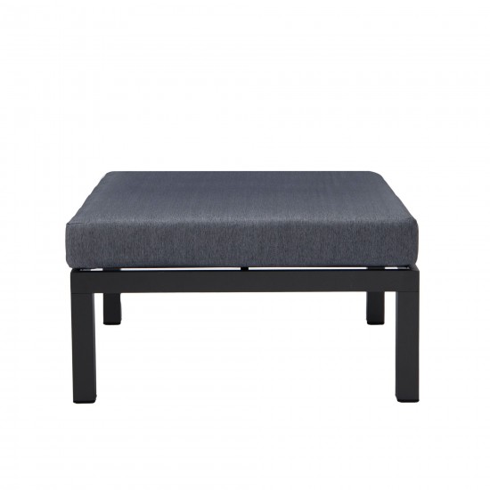 LeisureMod Hamilton 7-Piece Conversation Set With Coffee Table - Charcoal Blue