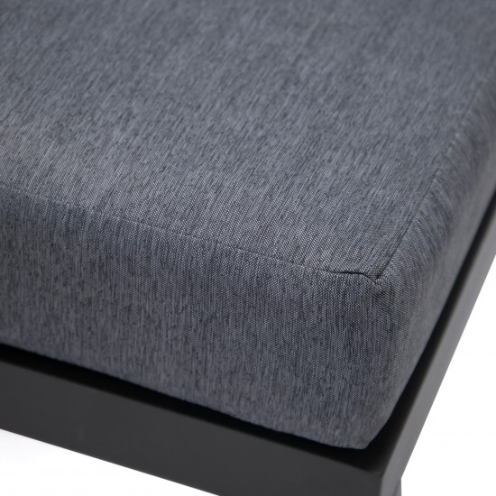 LeisureMod Hamilton 7-Piece Conversation Set With Coffee Table - Charcoal Blue