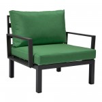 LeisureMod Hamilton 7-Piece Conversation Set With Coffee Table - Green