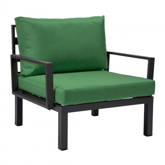LeisureMod Hamilton 7-Piece Conversation Set With Coffee Table - Green