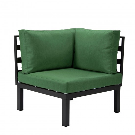 LeisureMod Hamilton 7-Piece Conversation Set With Coffee Table - Green