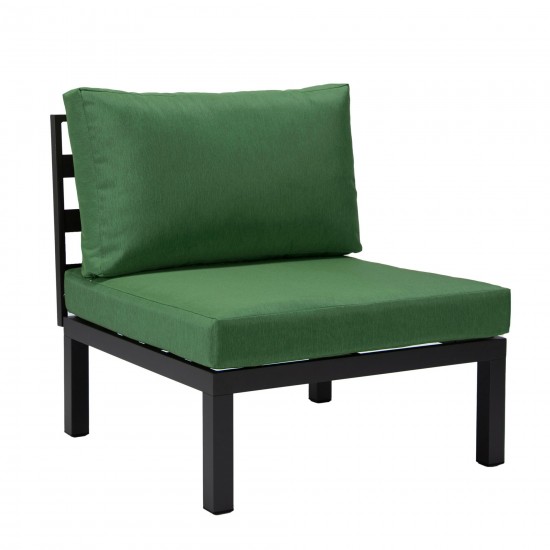 LeisureMod Hamilton 7-Piece Conversation Set With Coffee Table - Green