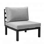 LeisureMod Hamilton 7-Piece Conversation Set With Coffee Table & Cushions - Grey