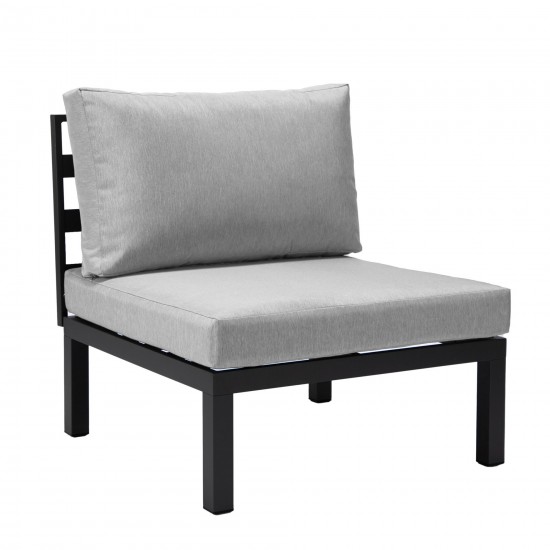 LeisureMod Hamilton 7-Piece Conversation Set With Coffee Table & Cushions - Grey