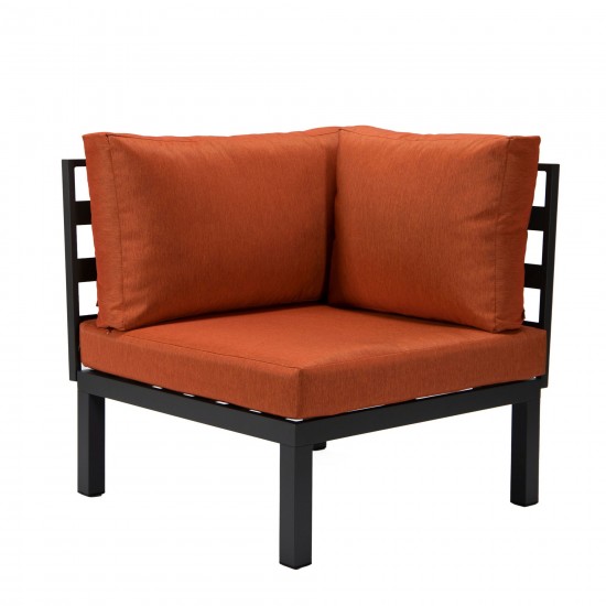 LeisureMod Hamilton 7-Piece Conversation Set With Coffee Table - Orange