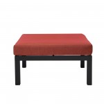 LeisureMod Hamilton 7-Piece Conversation Set With Coffee Table & Cushions - Red