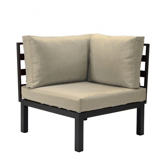 LeisureMod Hamilton 7-Piece Conversation Set With Fire Pit Table - Beige