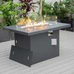 LeisureMod Hamilton 7-Piece Conversation Set With Fire Pit Table - Black