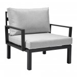 LeisureMod Hamilton 7-Piece Conversation Set With Fire Pit Table - Grey